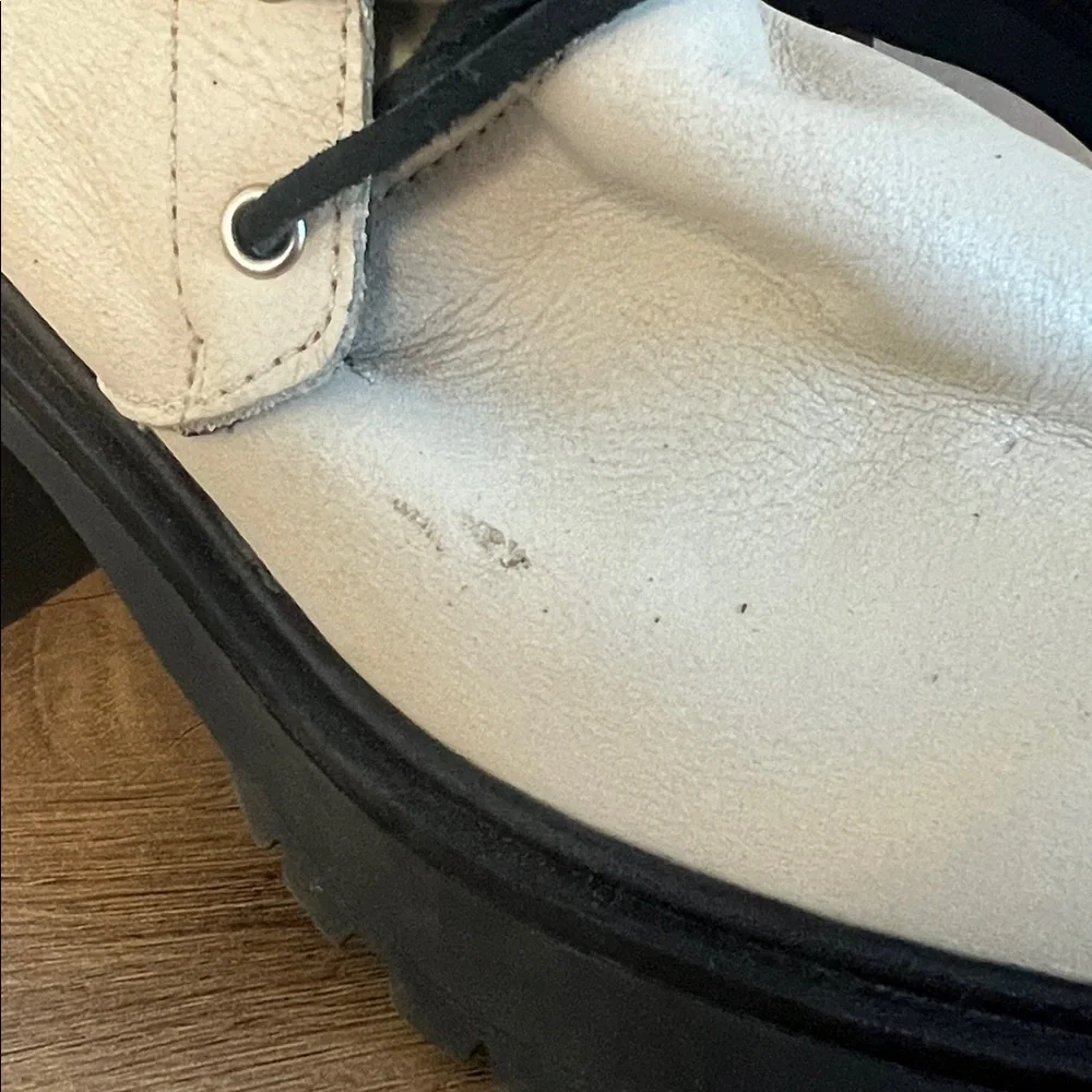 Free People Dylan Lace-Up Boots Platform Heel Ivory White Leather EU 38 US 8 - Picture 13 of 14